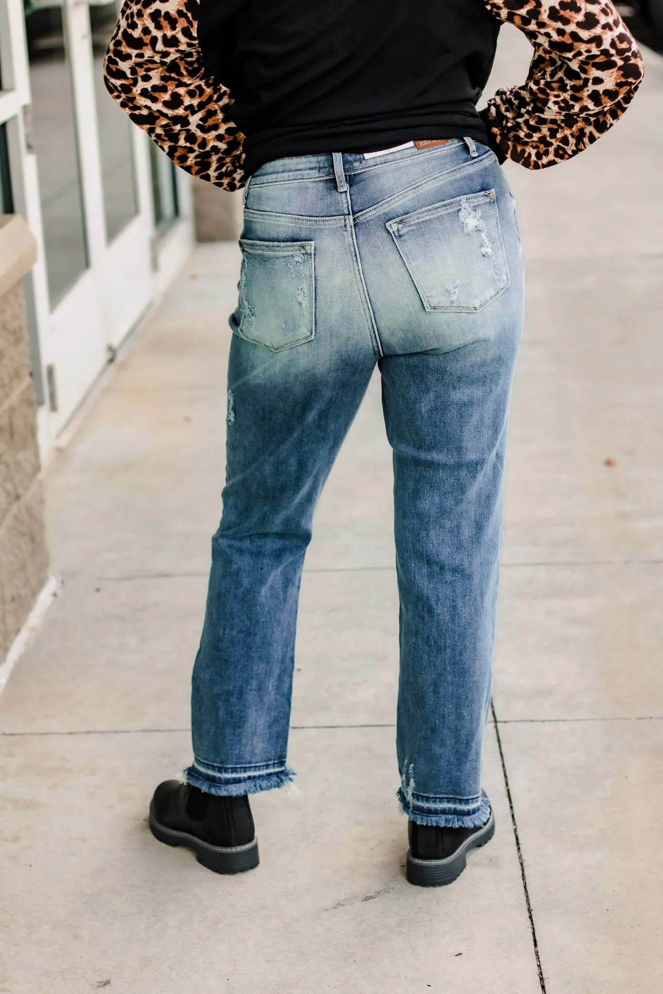 Distressed Daily Judy Blue Straight Leg Jean