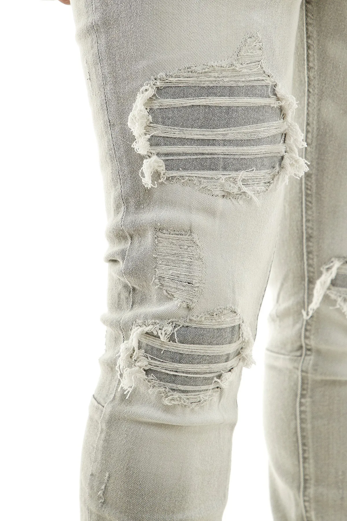 Distressed gray skinny