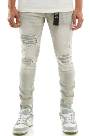 Distressed gray skinny