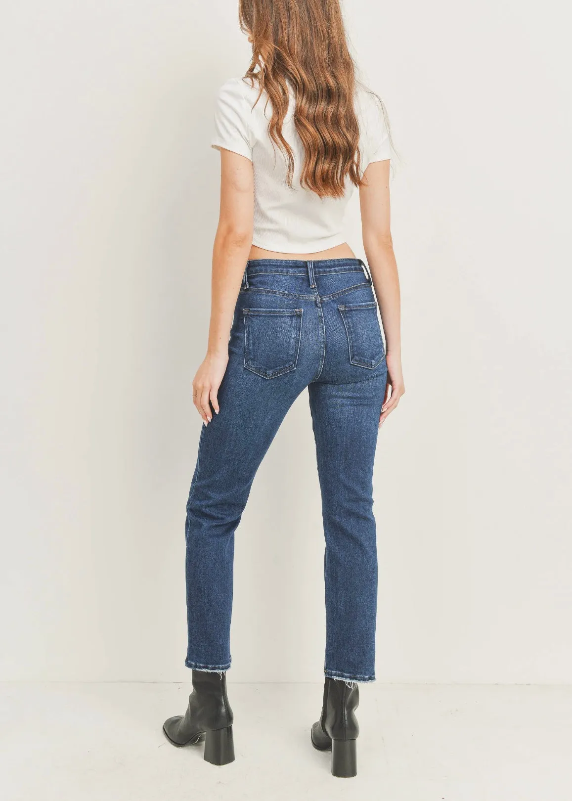 Distressed Hem Slim Straight