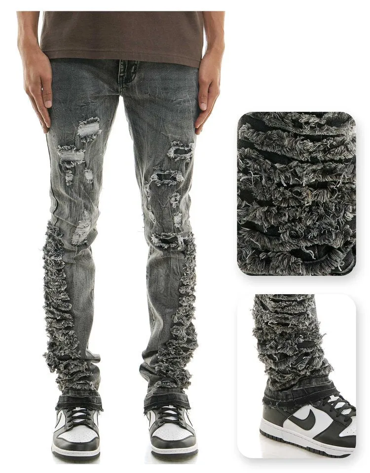 Distressed Stack Jeans - Stacked Fit