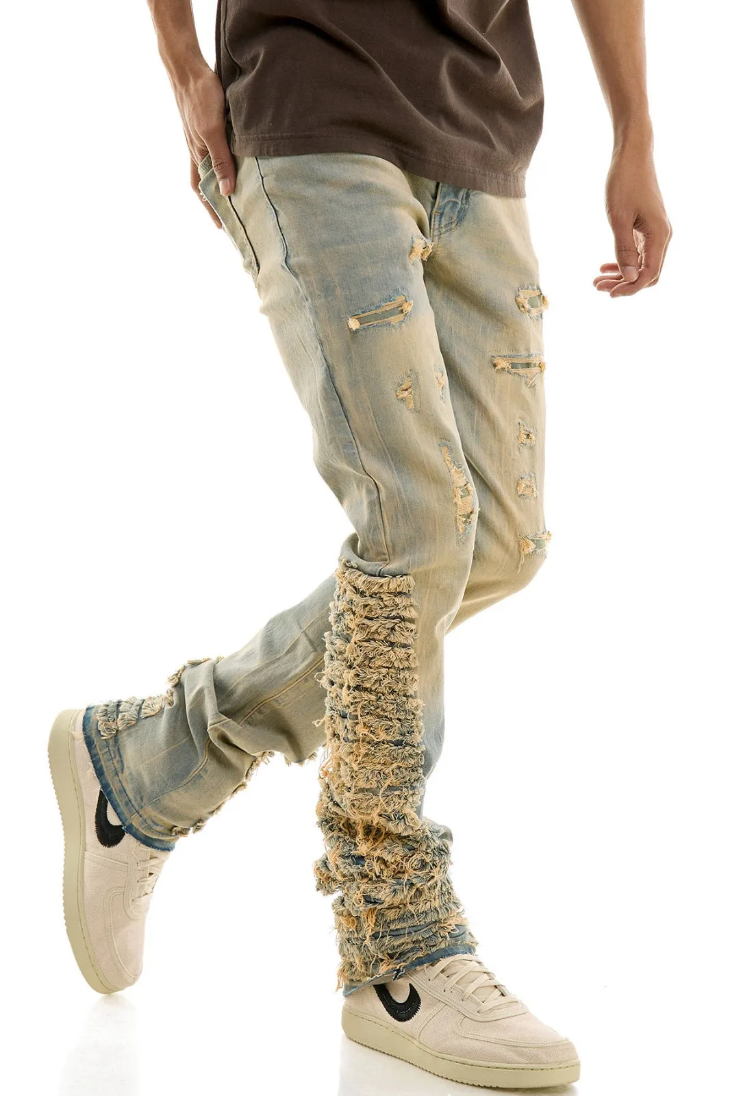 Distressed Stack Jeans - Stacked Fit