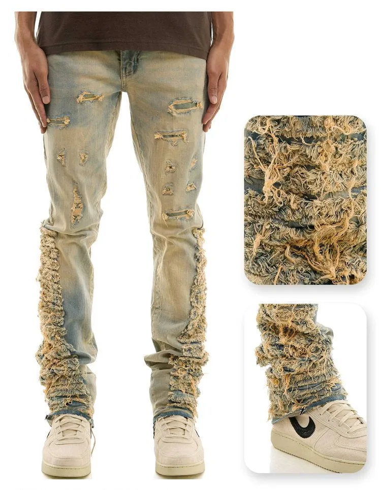 Distressed Stack Jeans - Stacked Fit