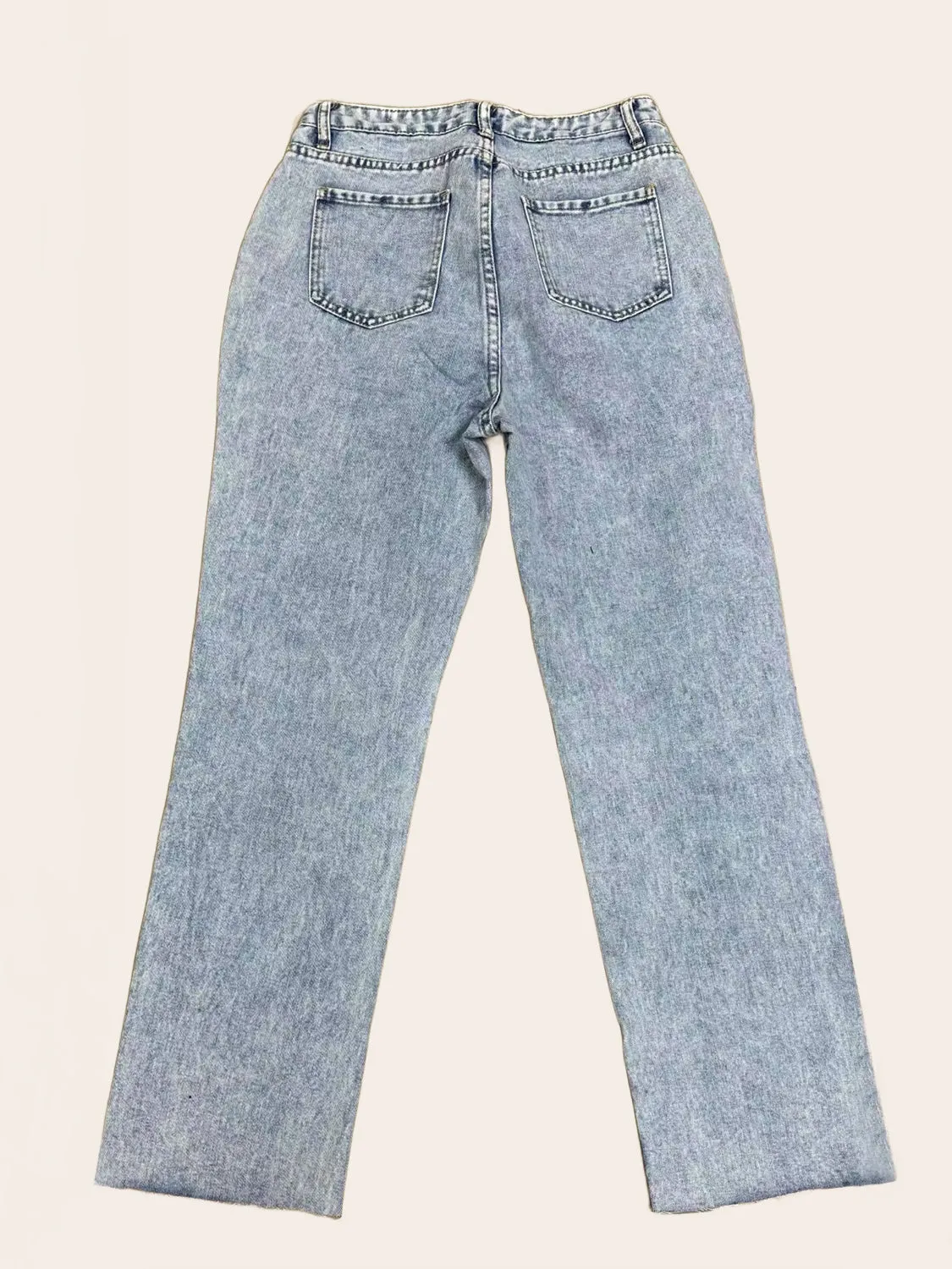 Distressed Straight Leg Jeans with Pockets for Women
