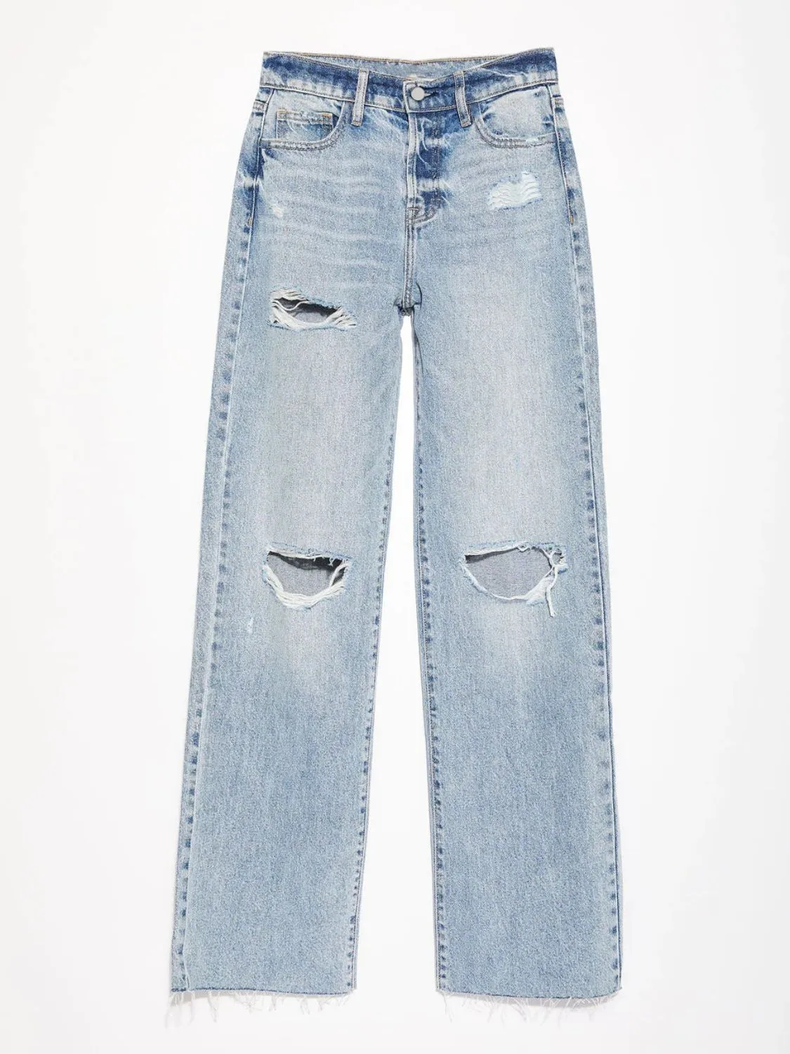Distressed Straight Leg Jeans with Pockets for Women