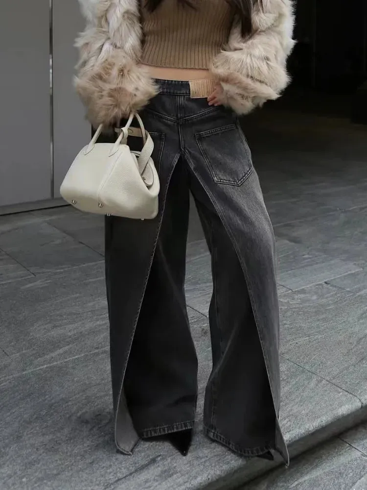 Distressed Vintage Cargo Wide Leg Denim Pants