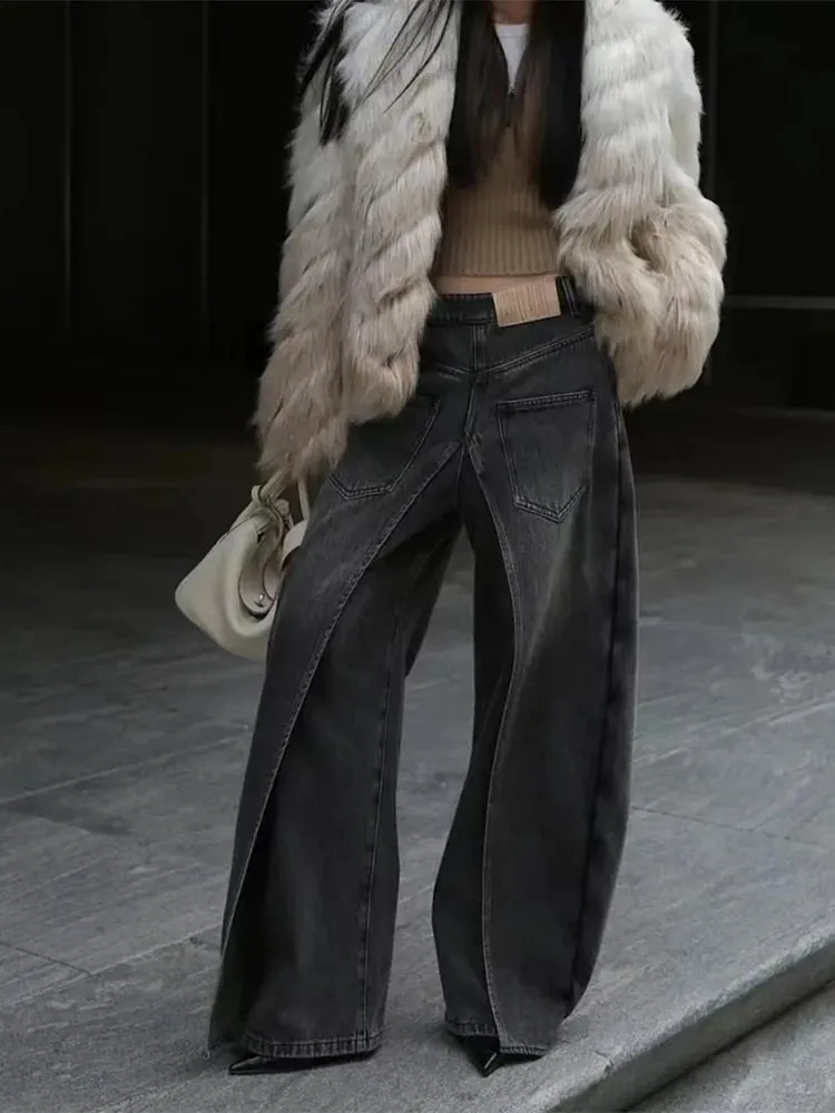 Distressed Vintage Cargo Wide Leg Denim Pants