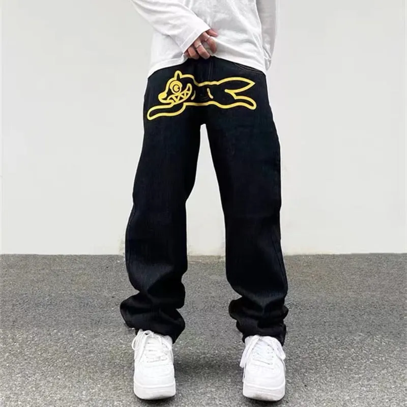 Dog Print Men's Baggy Jeans