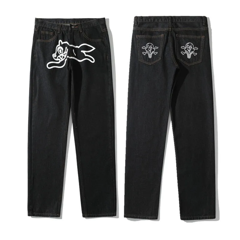 Dog Print Men's Baggy Jeans