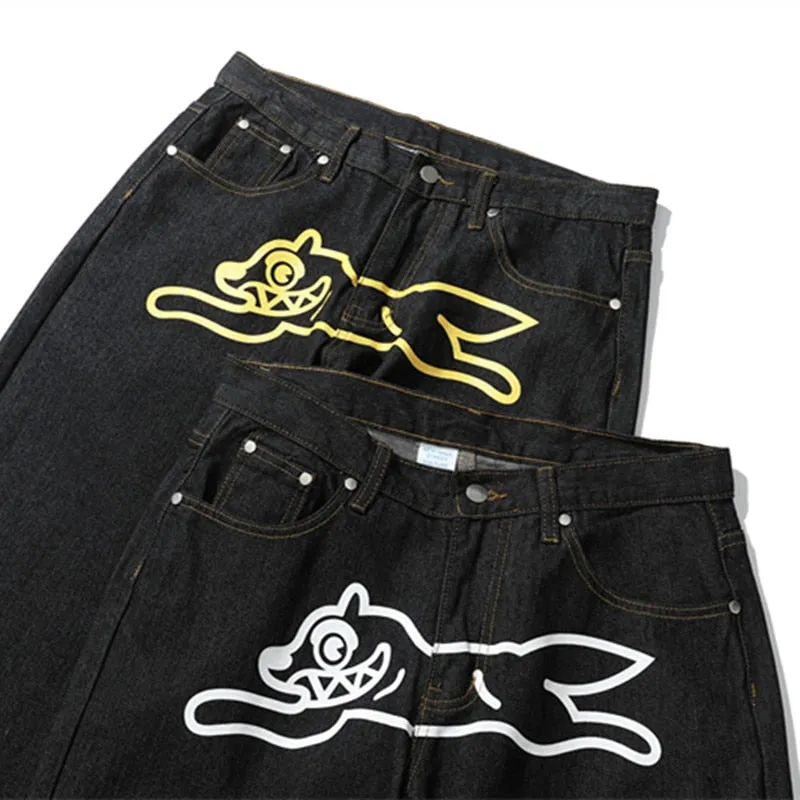Dog Print Men's Baggy Jeans