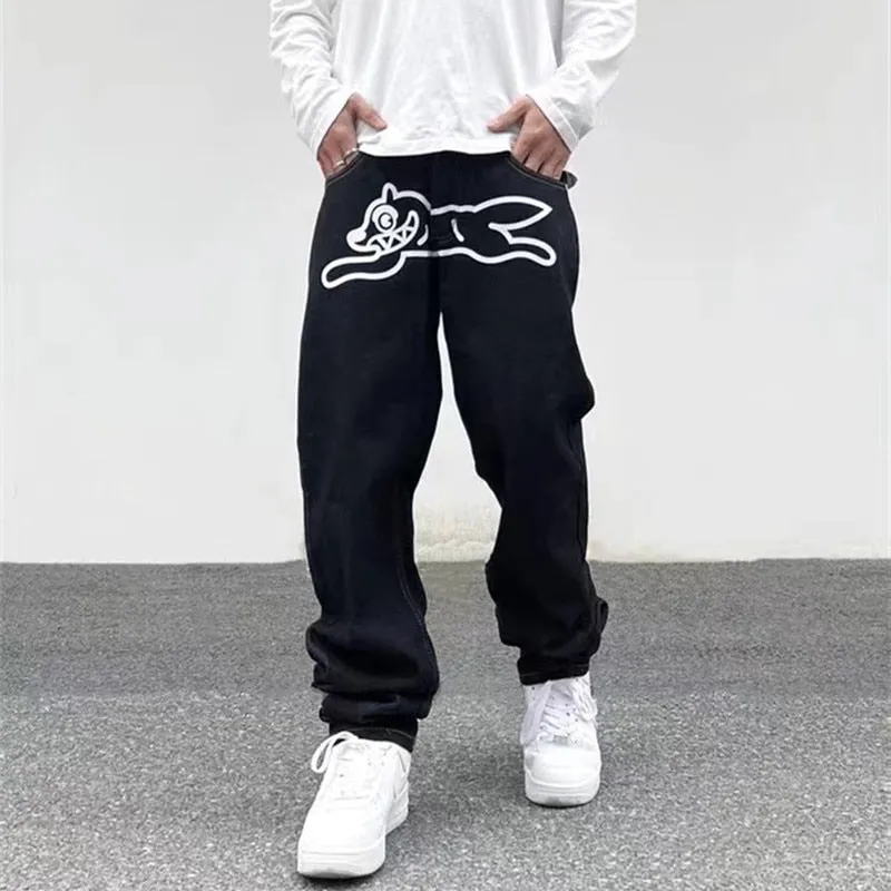 Dog Print Men's Baggy Jeans