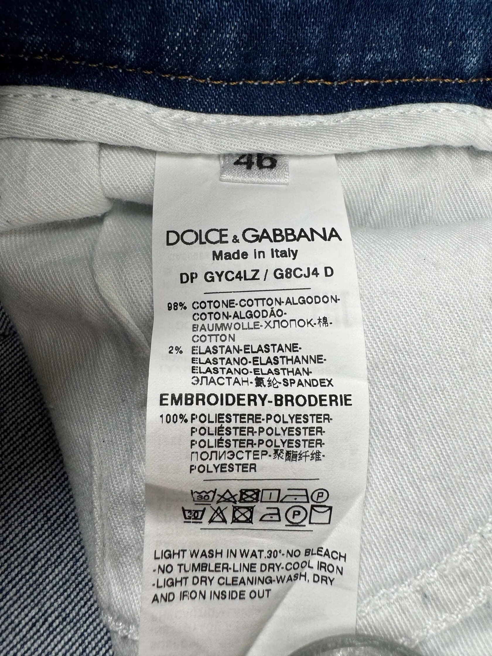 Dolce & Gabbana Graphic Distressed Jeans - Blue Denim (Unused)