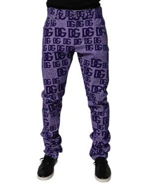Dolce & Gabbana Purple Logo Monogram Cotton Skinny Denim Jeans