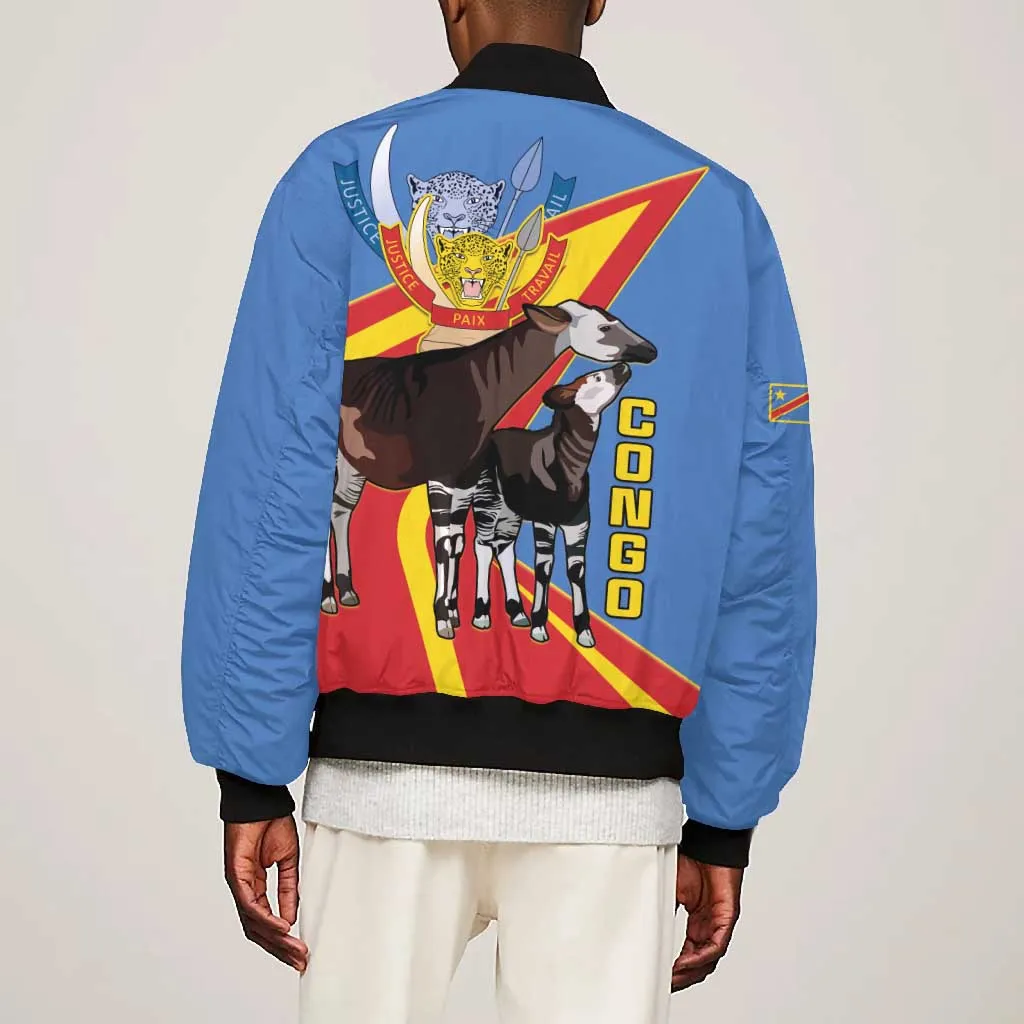 DR Congo Bomber Jacket Okapi Coat Of Arms LT15