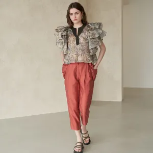 Drape Pocket Baggy Pants DARK BRICK