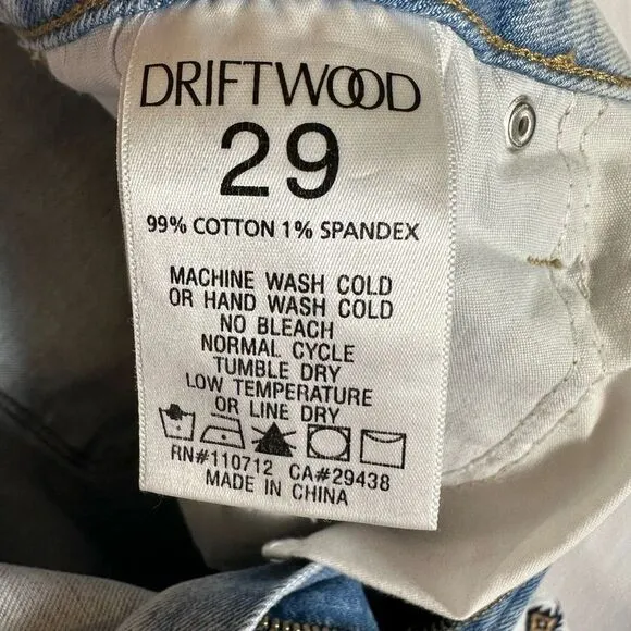 Driftwood Jeans Women’s Gizelle Geometric Embroidered Light Wash Ripped Ankle 29