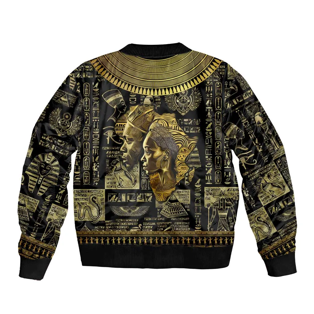 Egypt Pharaoh Bomber Jacket Egyptian Hieroglyphs and Symbols DT02