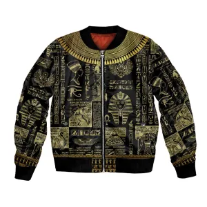 Egypt Pharaoh Bomber Jacket Egyptian Hieroglyphs and Symbols DT02