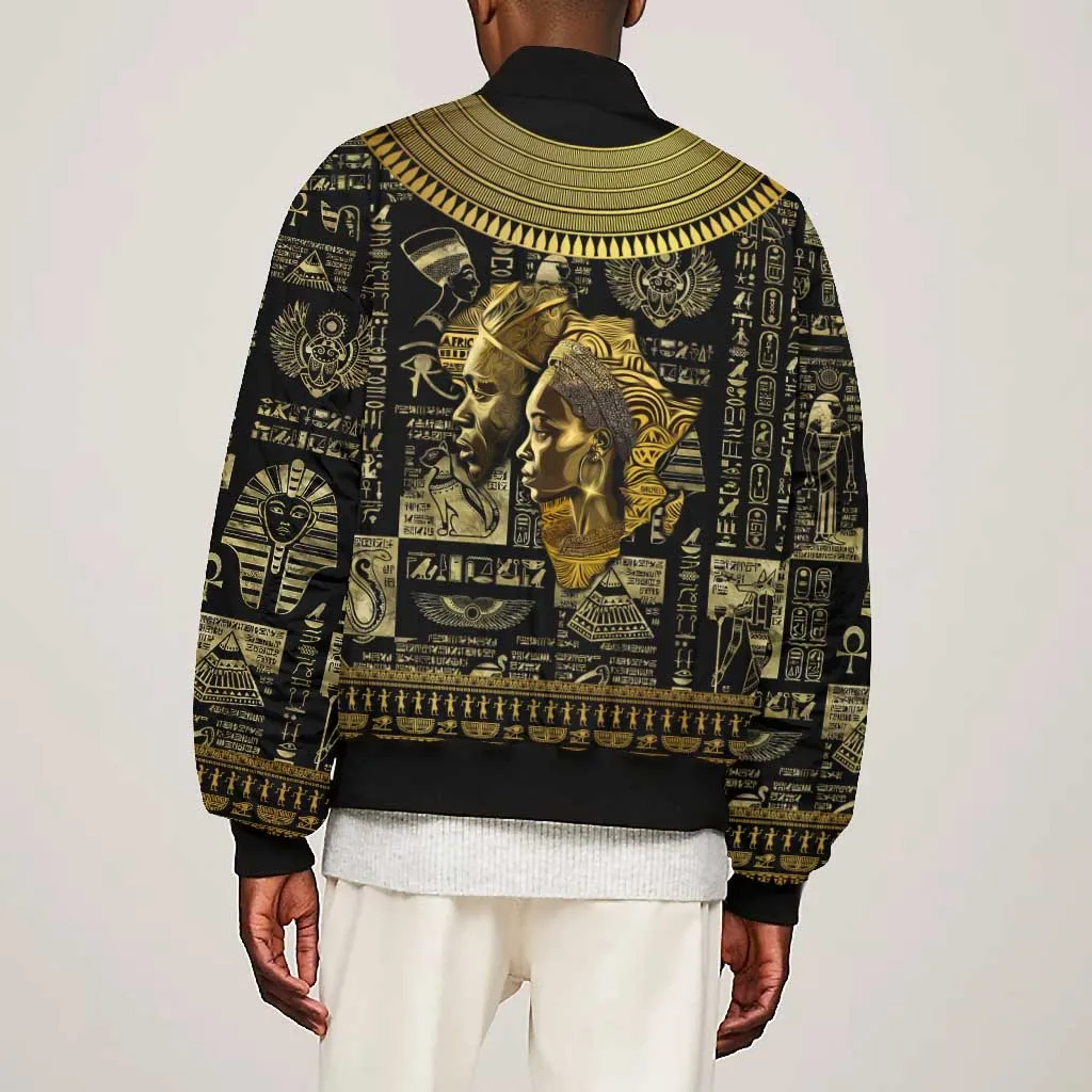 Egypt Pharaoh Bomber Jacket Egyptian Hieroglyphs and Symbols DT02
