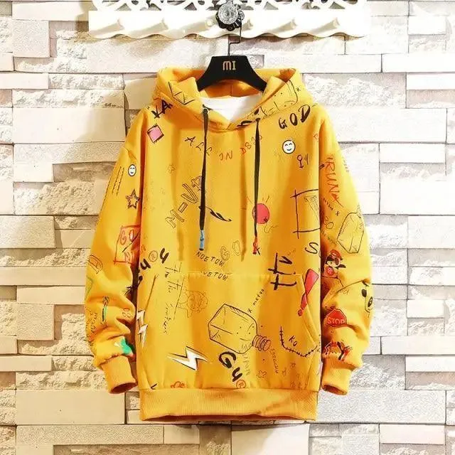 Elegant Autumn Spring Black Hoodies Men's Sweatshirts Punk Streetwear Casual Pullover Fleece Hoodie Men Contrast Color Design Pullover Long Sleeve Hoodie