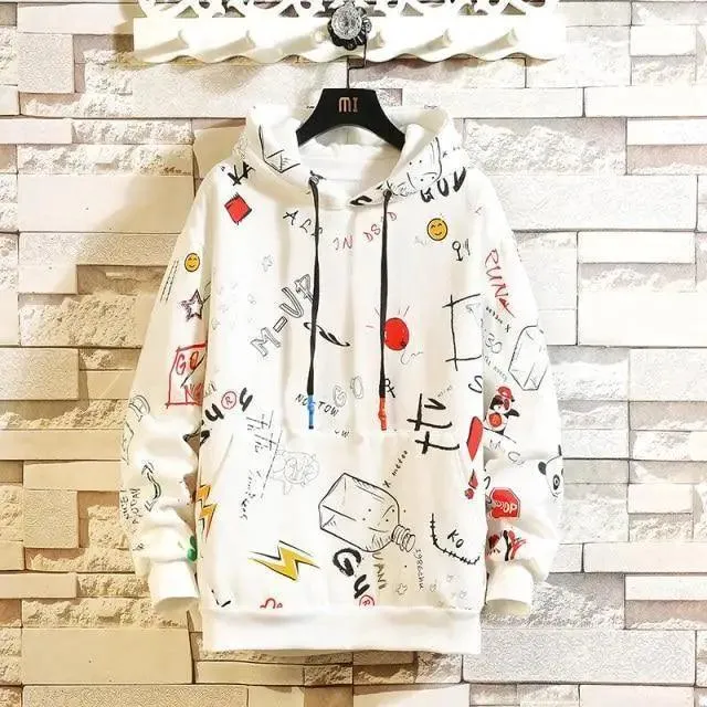 Elegant Autumn Spring Black Hoodies Men's Sweatshirts Punk Streetwear Casual Pullover Fleece Hoodie Men Contrast Color Design Pullover Long Sleeve Hoodie