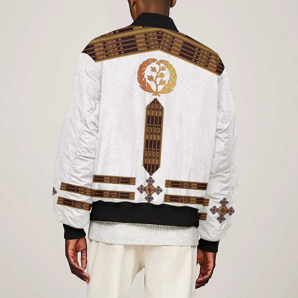 Eritrea Bomber Jacket Tilet Habesha Style - White LT7