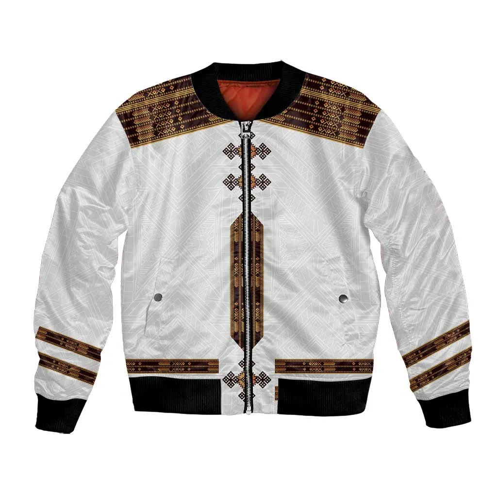 Eritrea Bomber Jacket Tilet Habesha Style - White LT7