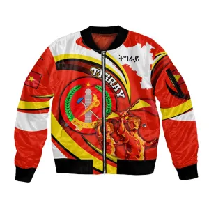 Ethiopia Tigray Sleeve Zip Bomber Jacket Revolution Emblem Freedom Fighters and Flag DT02