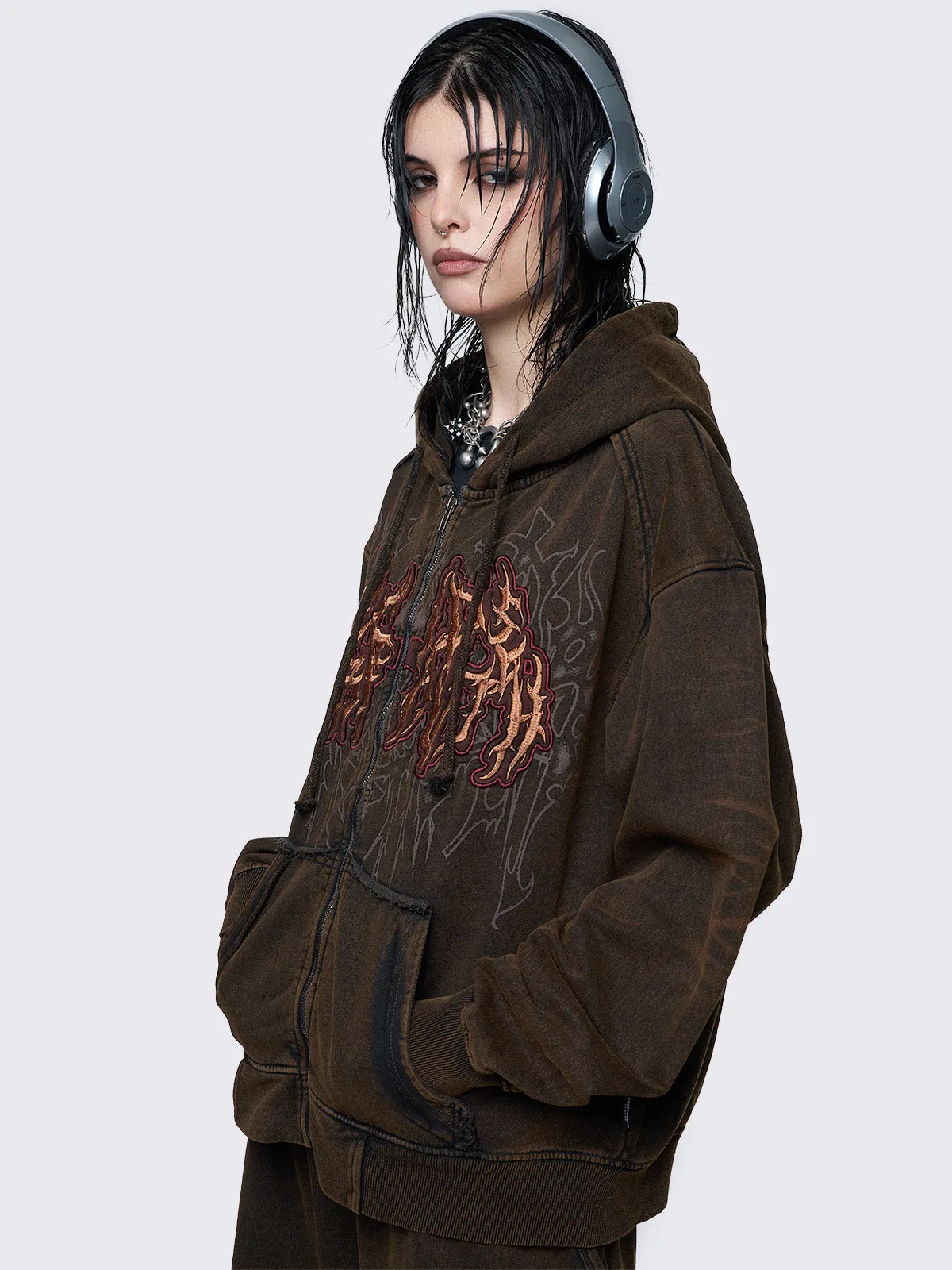 Faith Washed Zip Up Hoodie