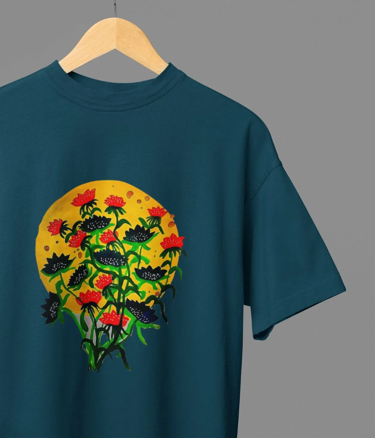 Floral Dusk - Oversized Classic T-Shirt - Dark