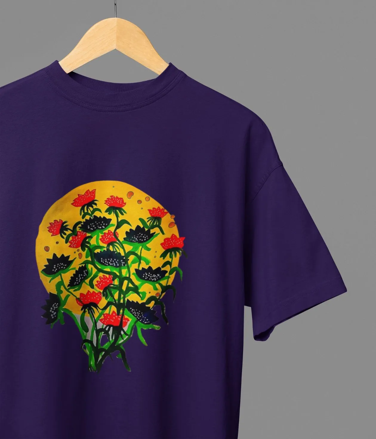 Floral Dusk - Oversized Classic T-Shirt - Dark