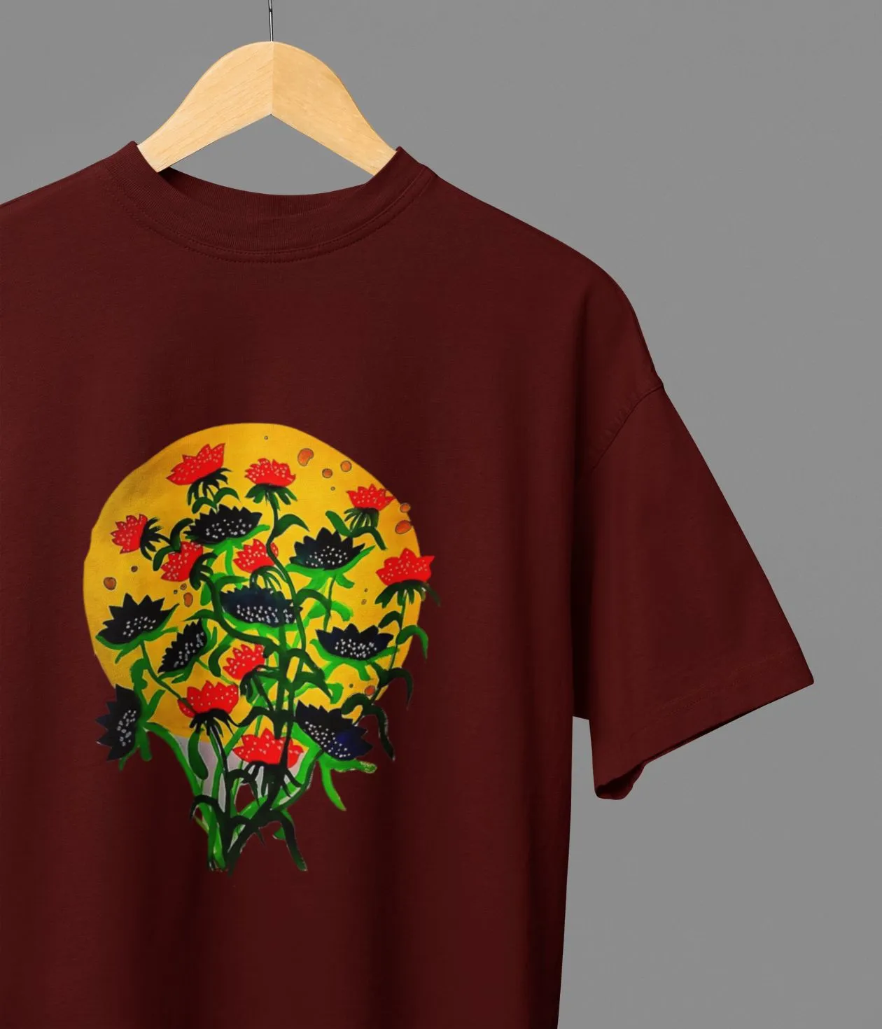 Floral Dusk - Oversized Classic T-Shirt - Dark