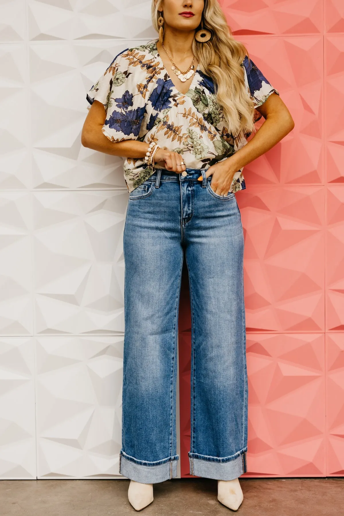 Flying Monkey | The Joyce High Rise Cuffed Wide Leg Denim