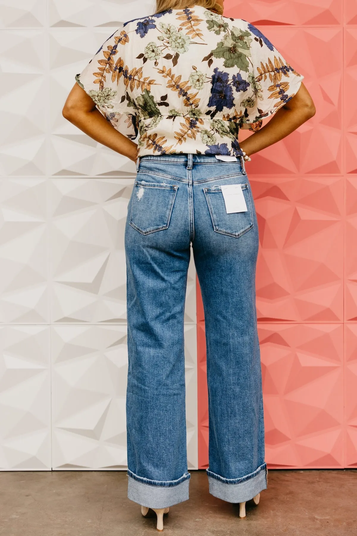 Flying Monkey | The Joyce High Rise Cuffed Wide Leg Denim