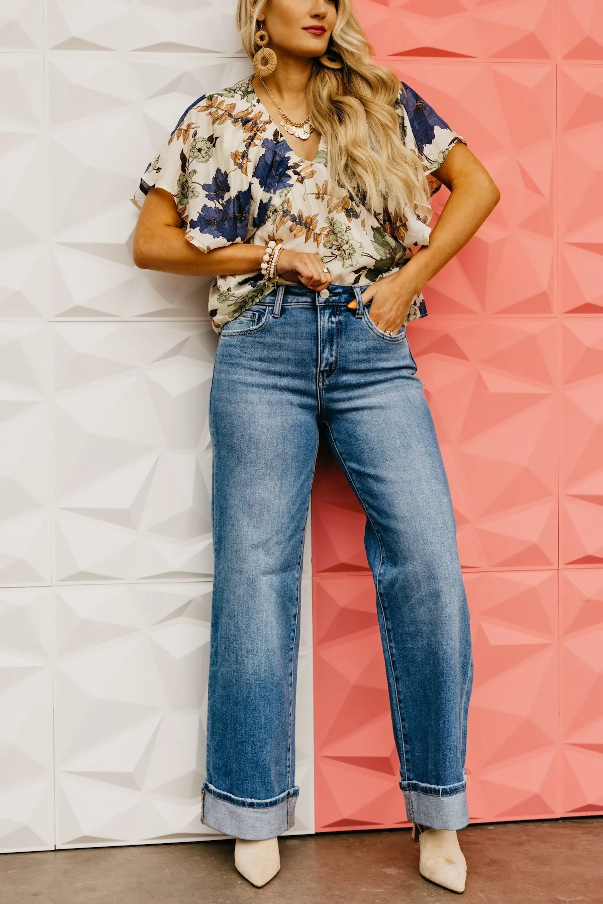 Flying Monkey | The Joyce High Rise Cuffed Wide Leg Denim
