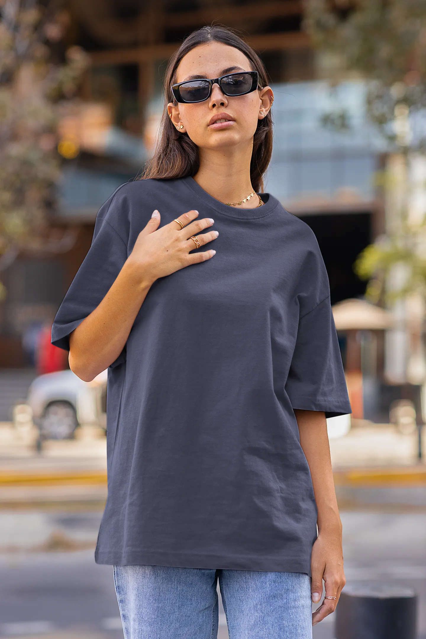 Follow the Wave Navy Blue Oversized Fit Unisex T-Shirt