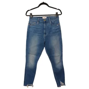 FRAME Ali High Rise Cigarette Distressed Medium Blue Denim Jeans 31