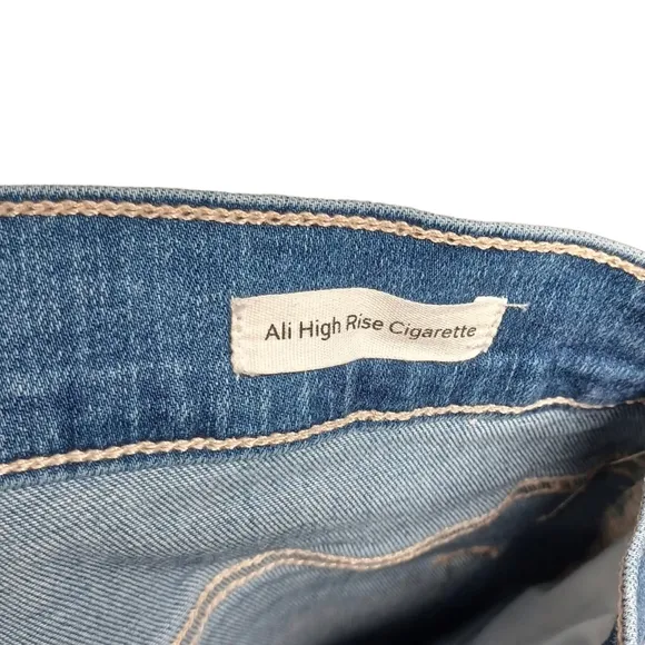 FRAME Ali High Rise Cigarette Distressed Medium Blue Denim Jeans 31