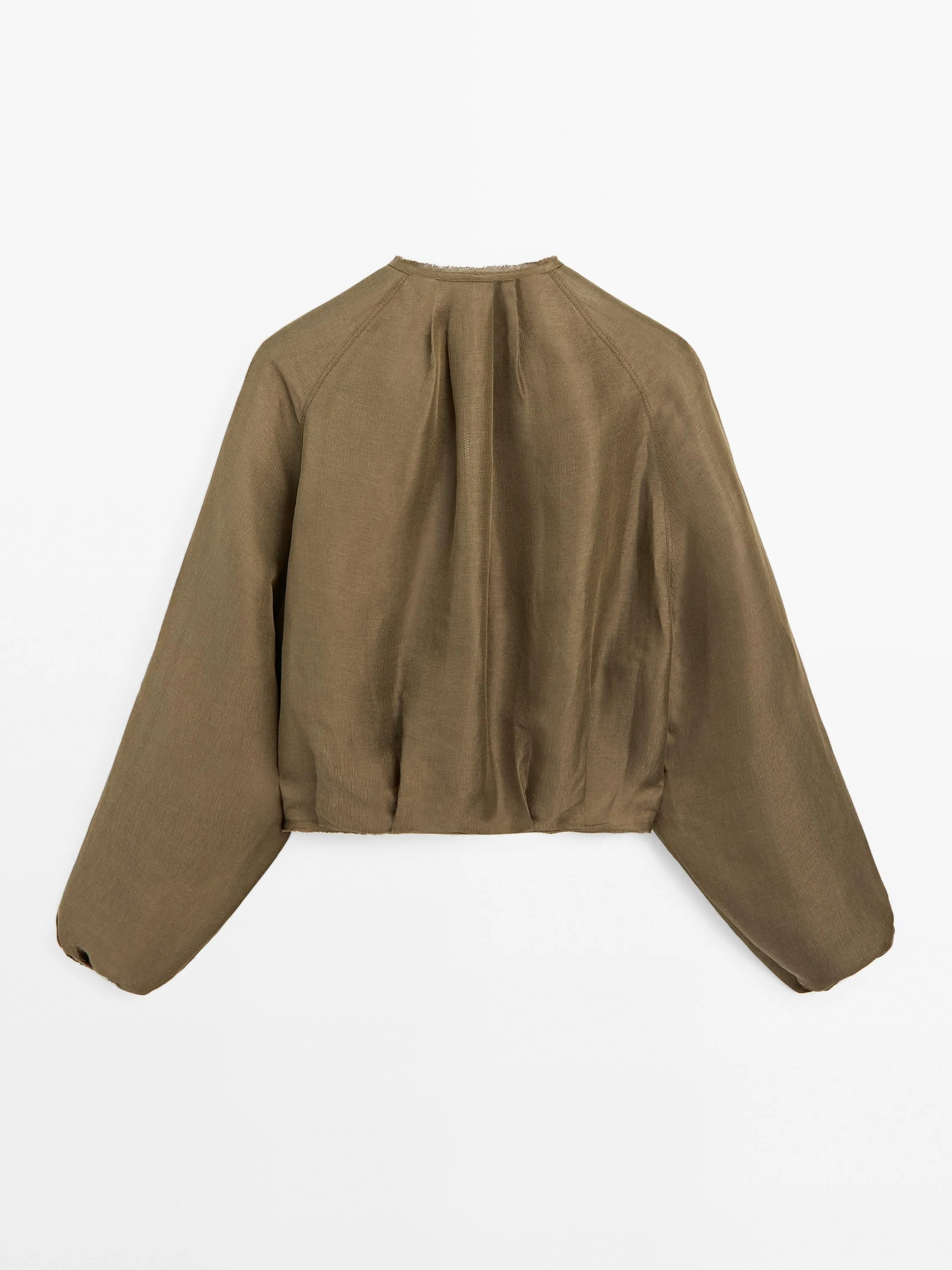 Frayed linen silk bomber jacket