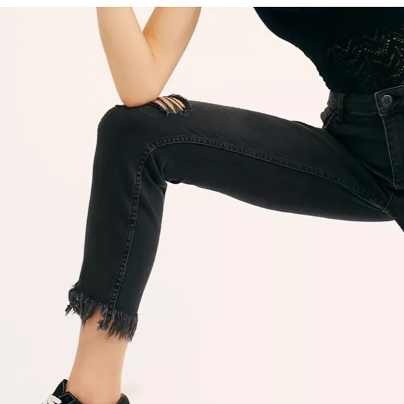 Free People Great Heights Frayed Hem Skinny Jeans