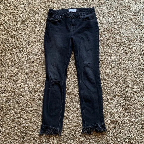 Free People Great Heights Frayed Hem Skinny Jeans