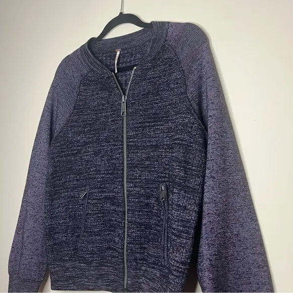 FREE PEOPLE Movement Naomi Ribbed Atheleisure Purple Pockets Zip Up Jacket