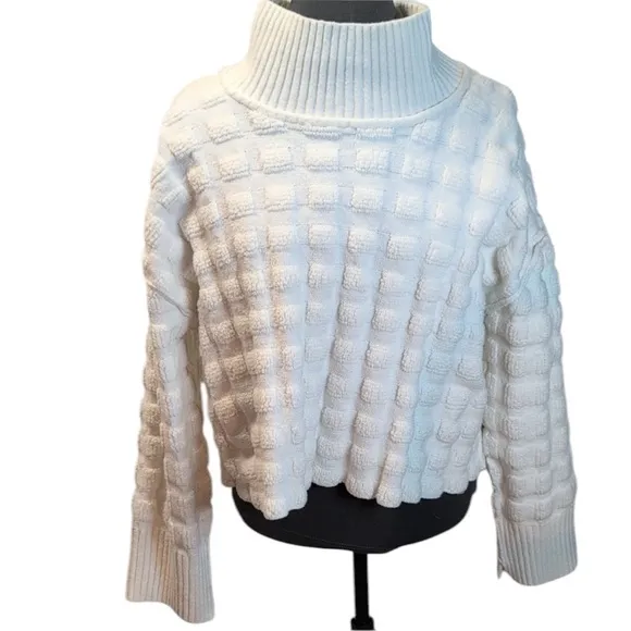 FREE PEOPLE Soul Searcher Chunky Oversized Mock Neck Ivory Sweater Size M