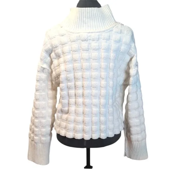 FREE PEOPLE Soul Searcher Chunky Oversized Mock Neck Ivory Sweater Size M