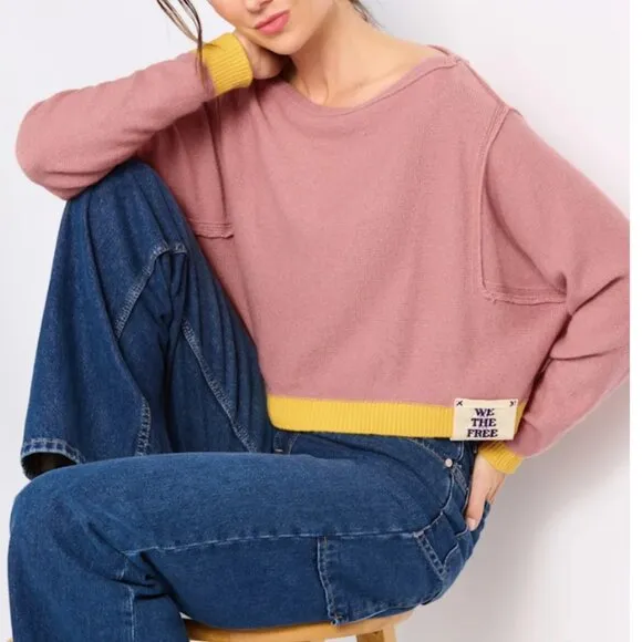 FREE PEOPLE We The Free Into The Blue Pullover  Sweater
