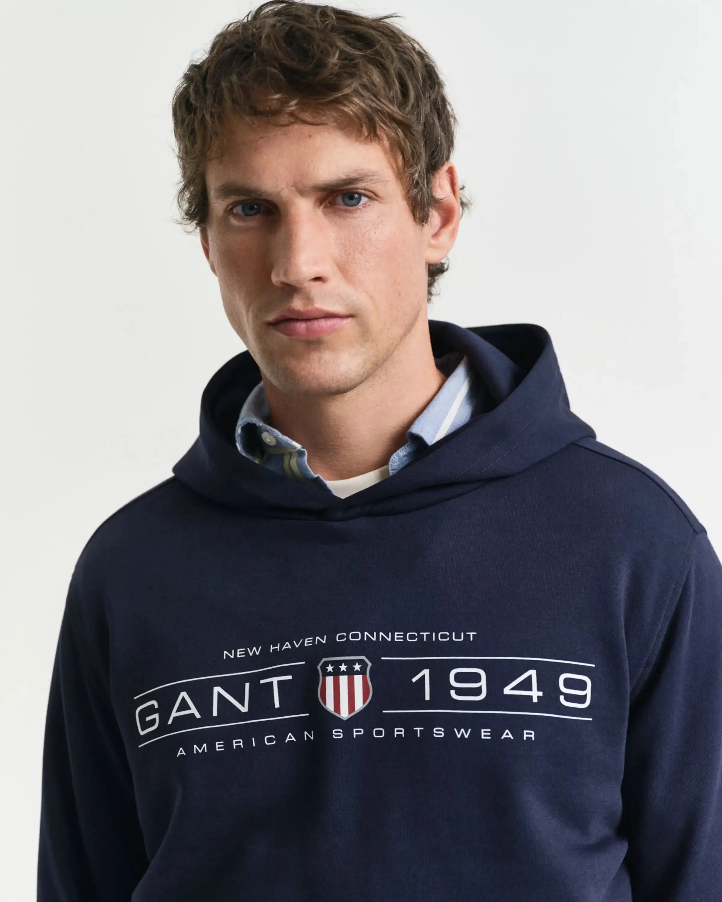 GANT Mens Graphic Hoodie Evening Blue