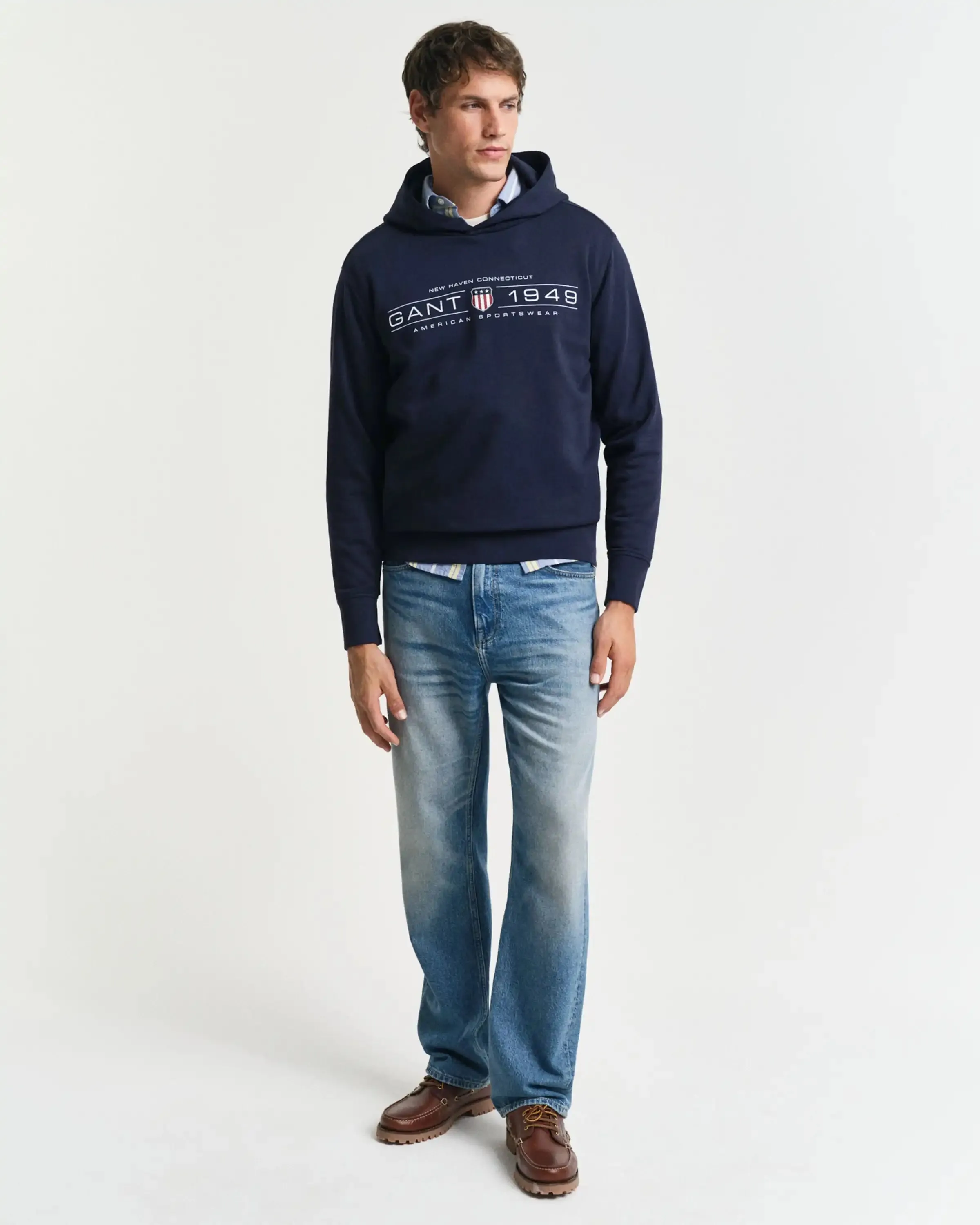GANT Mens Graphic Hoodie Evening Blue