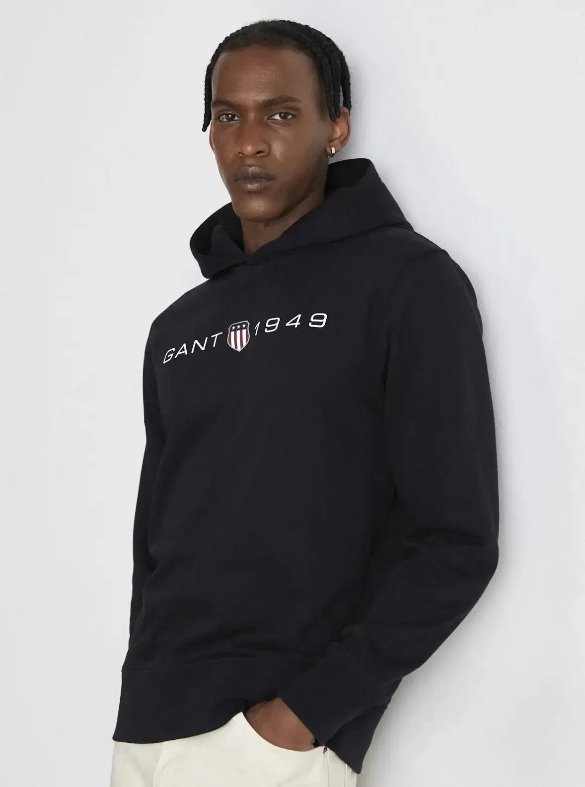 GANT Mens Printed Graphic Hoodie Black