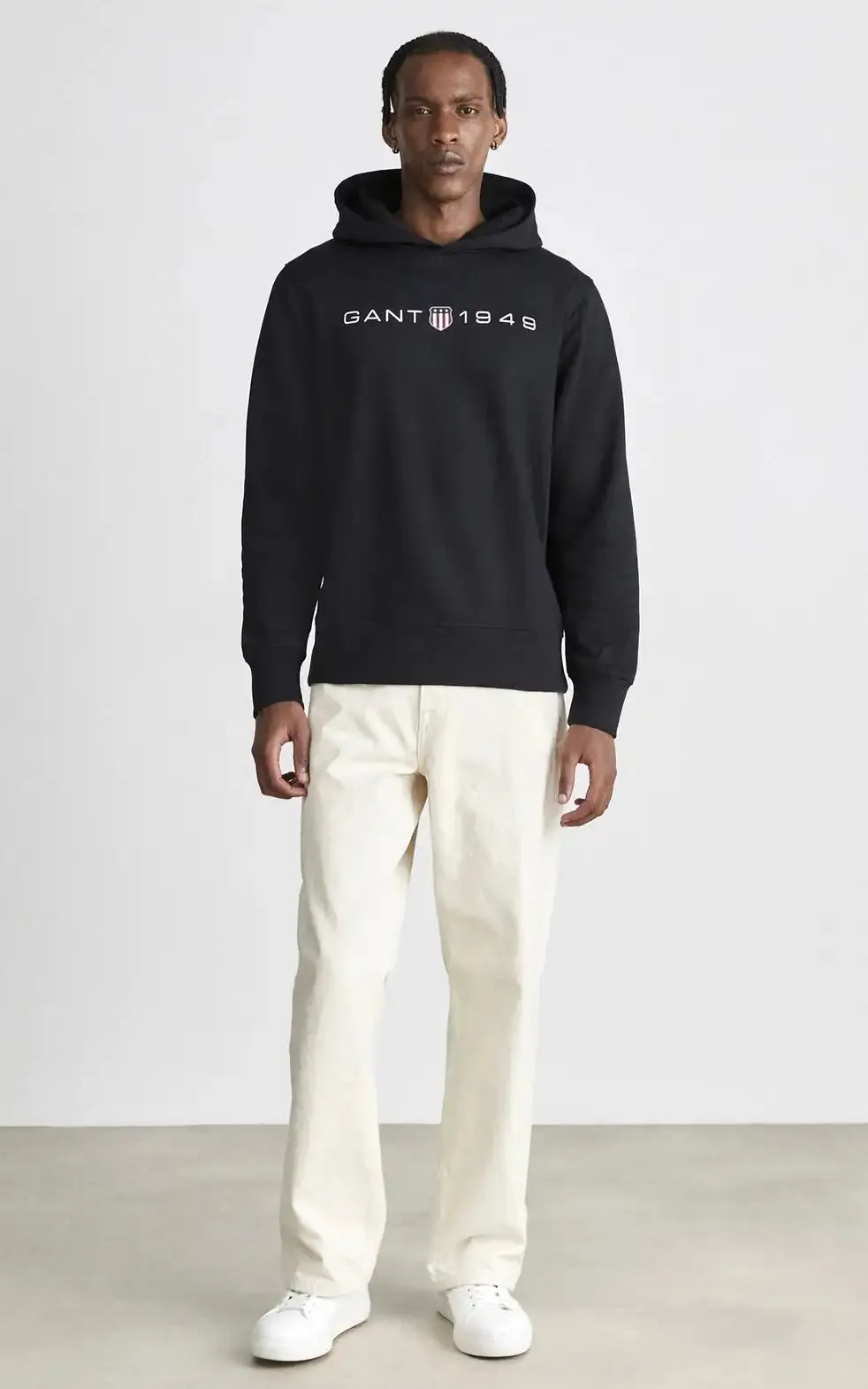 GANT Mens Printed Graphic Hoodie Black