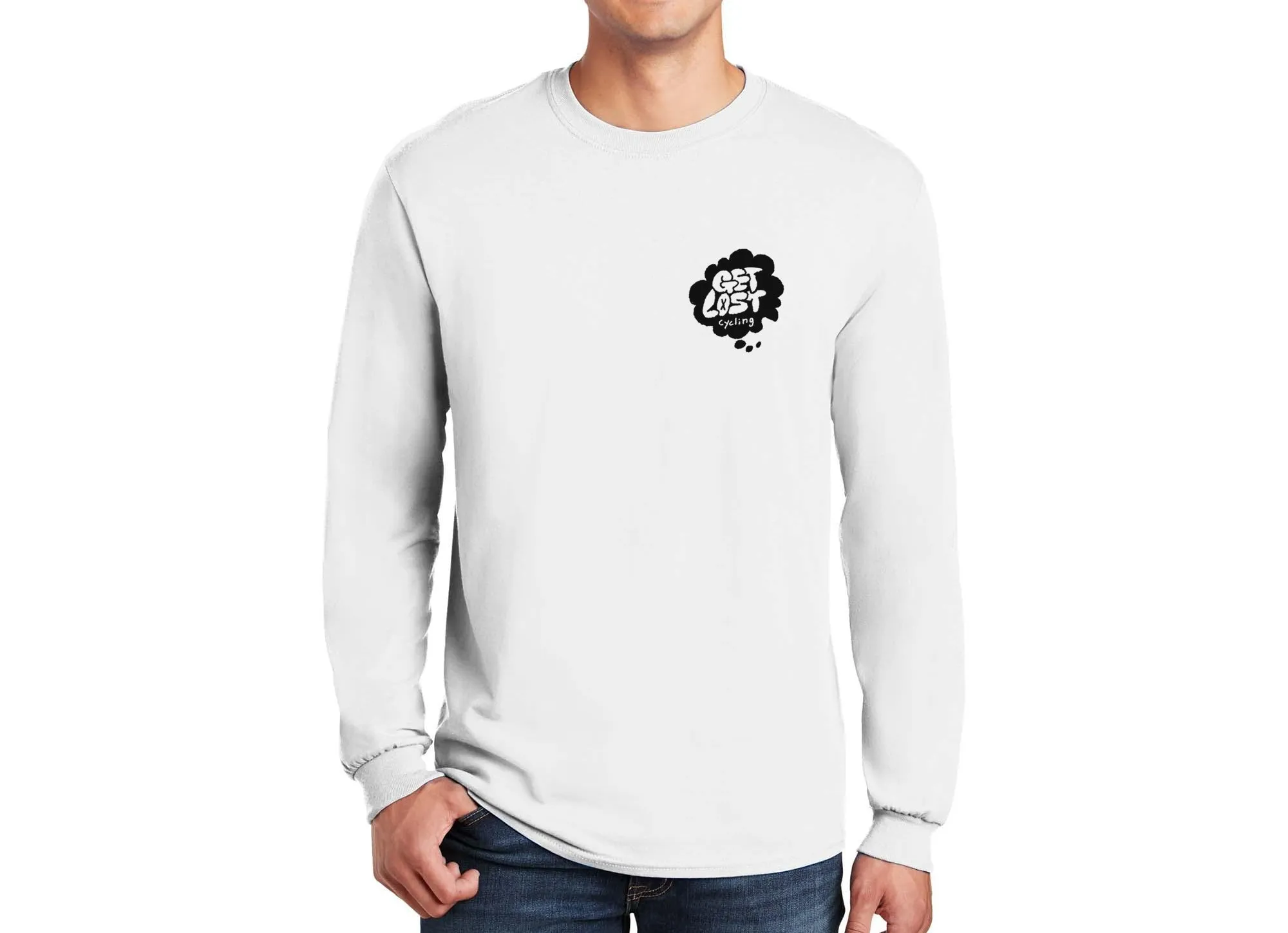 Get Lost Cycling T-Shirt - Black & White Longsleeve
